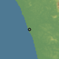 Shaded relief of the 60 km around Beypur, drawn from the GMTED2010 grid
