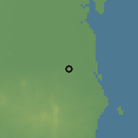 Shaded relief of the 58 km around Bhāvnagar, drawn from the GMTED2010 grid