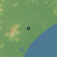 Shaded relief of the 59 km around Brahmapur, drawn from the GMTED2010 grid