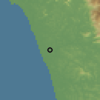 Shaded relief of the 60 km around Cheruvannur, drawn from the GMTED2010 grid