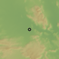 Shaded relief of the 59 km around Chinnachawk, drawn from the GMTED2010 grid