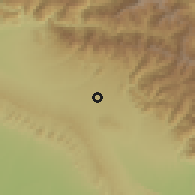 Shaded relief of the 56 km around Dehra Dūn, drawn from the GMTED2010 grid