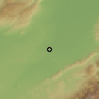 Shaded relief of the 57 km around Dimāpur, drawn from the GMTED2010 grid