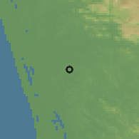Shaded relief of the 60 km around Edathala, drawn from the GMTED2010 grid