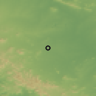 Shaded relief of the 58 km around Angul, drawn from the GMTED2010 grid