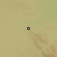 Shaded relief of the 59 km around Hospet, drawn from the GMTED2010 grid