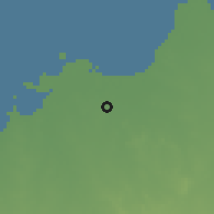 Shaded relief of the 58 km around Jāmnagar, drawn from the GMTED2010 grid