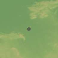 Shaded relief of the 58 km around Jamūi, drawn from the GMTED2010 grid