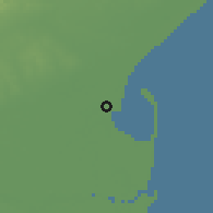 Shaded relief of the 59 km around Kākināda, drawn from the GMTED2010 grid