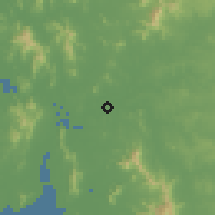 Shaded relief of the 59 km around Kalyān, drawn from the GMTED2010 grid