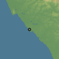 Shaded relief of the 60 km around Kannur, drawn from the GMTED2010 grid