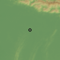 Shaded relief of the 58 km around Karīmganj, drawn from the GMTED2010 grid