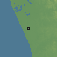 Shaded relief of the 60 km around Kāyankulam, drawn from the GMTED2010 grid