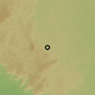 Shaded relief of the 58 km around Kendujhar, drawn from the GMTED2010 grid