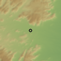 Shaded relief of the 60 km around Āttūr, drawn from the GMTED2010 grid