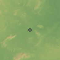 Shaded relief of the 59 km around Kottagūdem, drawn from the GMTED2010 grid