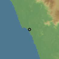 Shaded relief of the 60 km around Koyilāndi, drawn from the GMTED2010 grid