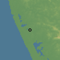 Shaded relief of the 60 km around Kunnamkulam, drawn from the GMTED2010 grid