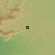 Shaded relief of the 60 km around Kurichi, drawn from the GMTED2010 grid