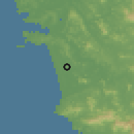 Shaded relief of the 59 km around Madgaon, drawn from the GMTED2010 grid