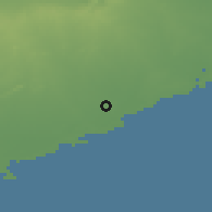 Shaded relief of the 58 km around Mahuva, drawn from the GMTED2010 grid