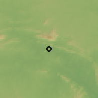 Shaded relief of the 58 km around Mango, drawn from the GMTED2010 grid