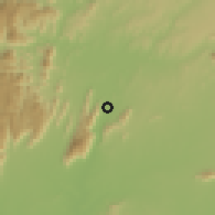 Shaded relief of the 60 km around Mettūr, drawn from the GMTED2010 grid