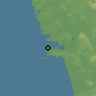 Shaded relief of the 59 km around Mormugao, drawn from the GMTED2010 grid