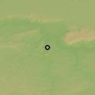 Shaded relief of the 58 km around Obra, drawn from the GMTED2010 grid