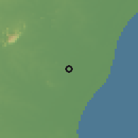 Shaded relief of the 59 km around Ongole, drawn from the GMTED2010 grid