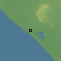 Shaded relief of the 58 km around Porbandar, drawn from the GMTED2010 grid