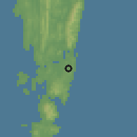Shaded relief of the 60 km around Port Blair, drawn from the GMTED2010 grid