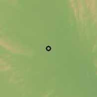 Shaded relief of the 59 km around Proddatūr, drawn from the GMTED2010 grid