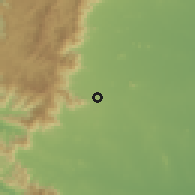 Shaded relief of the 60 km around Puliyankudi, drawn from the GMTED2010 grid