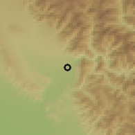 Shaded relief of the 56 km around Rishīkesh, drawn from the GMTED2010 grid