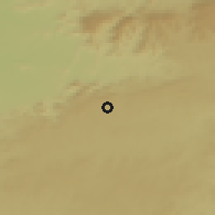 Shaded relief of the 58 km around Sarni, drawn from the GMTED2010 grid