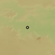 Shaded relief of the 58 km around Saunda, drawn from the GMTED2010 grid
