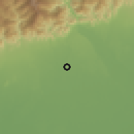 Shaded relief of the 57 km around Shilīguri, drawn from the GMTED2010 grid