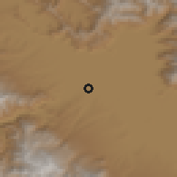 Shaded relief of the 55 km around Sopur, drawn from the GMTED2010 grid
