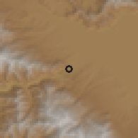 Shaded relief of the 55 km around Bāramūla, drawn from the GMTED2010 grid