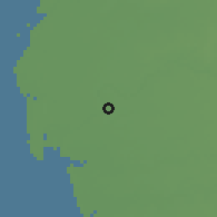 Shaded relief of the 58 km around Sūrat, drawn from the GMTED2010 grid