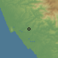 Shaded relief of the 60 km around Talipparamba, drawn from the GMTED2010 grid