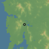 Shaded relief of the 59 km around Thāna, drawn from the GMTED2010 grid