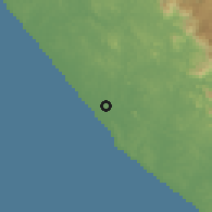 Shaded relief of the 60 km around Thiruvananthapuram, drawn from the GMTED2010 grid