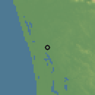 Shaded relief of the 60 km around Thrippunithura, drawn from the GMTED2010 grid