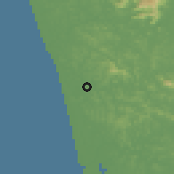 Shaded relief of the 60 km around Tirurangadi, drawn from the GMTED2010 grid