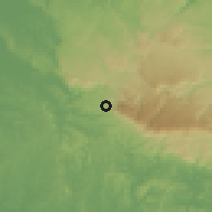 Shaded relief of the 57 km around Tura, drawn from the GMTED2010 grid