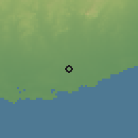 Shaded relief of the 58 km around Una, drawn from the GMTED2010 grid