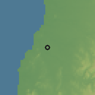Shaded relief of the 58 km around Vapi, drawn from the GMTED2010 grid