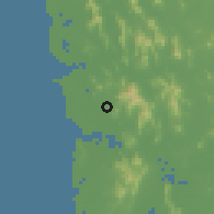 Shaded relief of the 59 km around Vāsai, drawn from the GMTED2010 grid